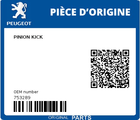 Product image: Peugeot - 753289 - PINION KICK  0