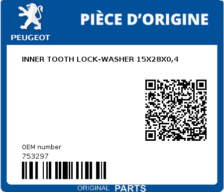 Product image: Peugeot - 753297 - INNER TOOTH LOCK-WASHER 15X28X0,4 