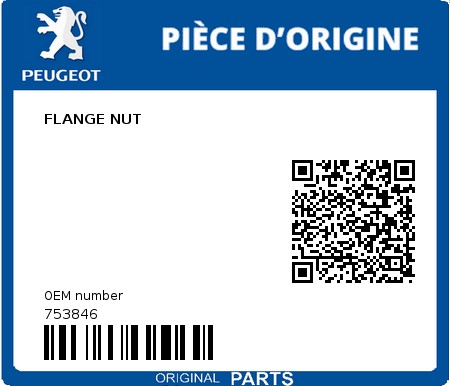 Product image: Peugeot - 753846 - FLANGE NUT 