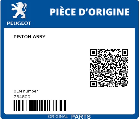 Product image: Peugeot - 754800 - PISTON ASSY  0