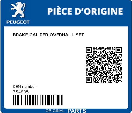 Product image: Peugeot - 754805 - BRAKE CALIPER OVERHAUL SET  0