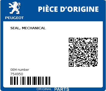 Product image: Peugeot - 754950 - SEAL, MECHANICAL  0