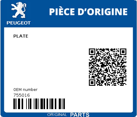 Product image: Peugeot - 755016 - PLATE  0