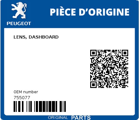 Product image: Peugeot - 755077 - LENS, DASHBOARD  0