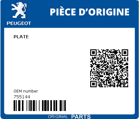 Product image: Peugeot - 755144 - PLATE  0