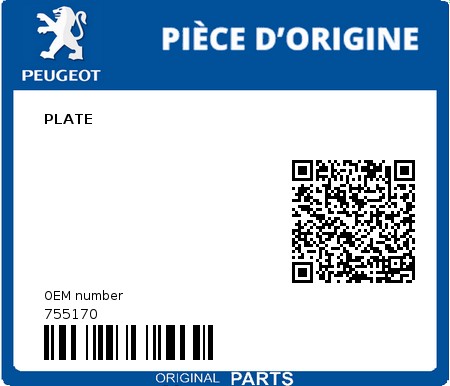 Product image: Peugeot - 755170 - PLATE  0