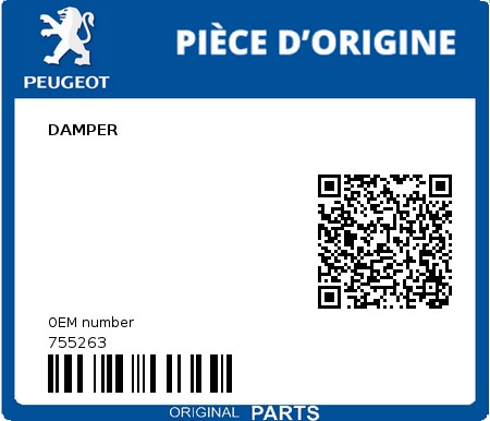 Product image: Peugeot - 755263 - DAMPER  0