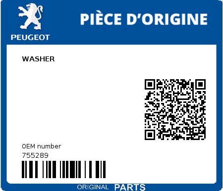 Product image: Peugeot - 755289 - WASHER  0