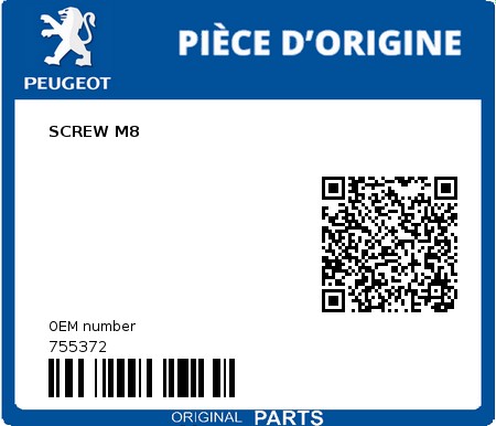 Product image: Peugeot - 755372 - SCREW M8  0
