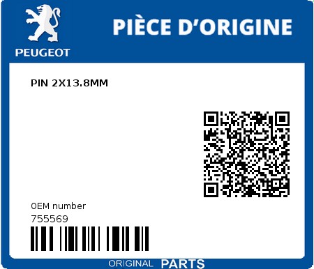Product image: Peugeot - 755569 - PIN 2X13.8MM  0
