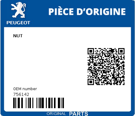 Product image: Peugeot - 756142 - SECHSKANTMUTTER M12X1,25  0
