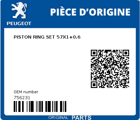 Product image: Peugeot - 756231 - PISTON RING  0