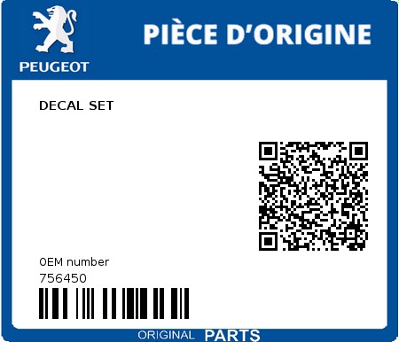 Product image: Peugeot - 756450 - DECAL SET  0