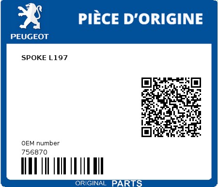 Product image: Peugeot - 756870 - SPOKE L197  0