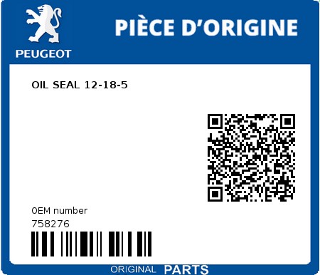 Product image: Peugeot - 758276 - OIL SEAL 12-18-5  0