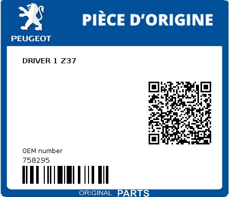 Product image: Peugeot - 758295 - DRIVER 1 Z37 