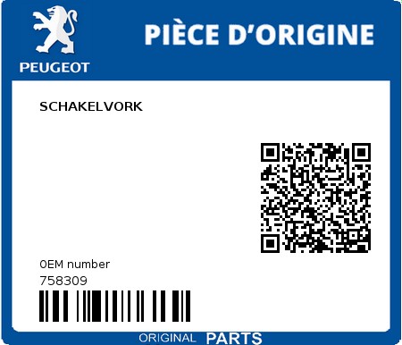 Product image: Peugeot - 758309 - SCHAKELVORK  0