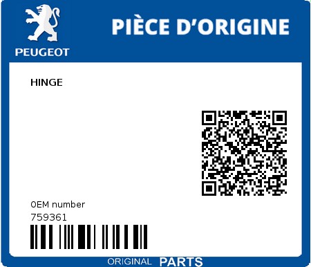 Product image: Peugeot - 759361 - HINGE  0