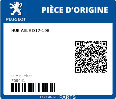 Product image: Peugeot - 759441 - HUB AXLE D17-198  0