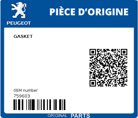 Product image: Peugeot - 759603 - GASKET 