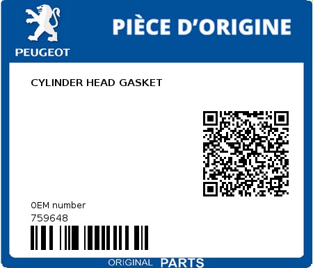 Product image: Peugeot - 759648 - CYLINDER HEAD GASKET  0