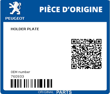 Product image: Peugeot - 760933 - HOLDER PLATE  0