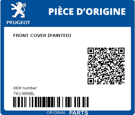 Product image: Peugeot - 761489BL - FRONT COVER (PAINTED) 