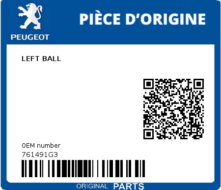 Product image: Peugeot - 761491G3 - LEFT BALL  0