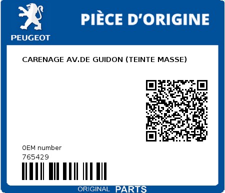 Product image: Peugeot - 765429 - CARENAGE AV.DE GUIDON (TEINTE MASSE)  0