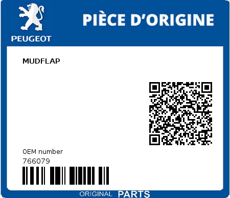 Product image: Peugeot - 766079 - MUDFLAP  0