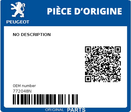 Product image: Peugeot - 772048N - NO DESCRIPTION  0