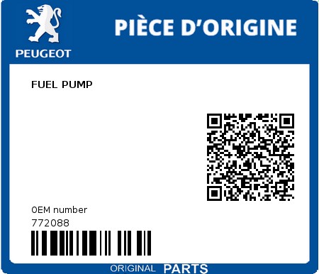 Product image: Peugeot - 772088 - FUEL PUMP 