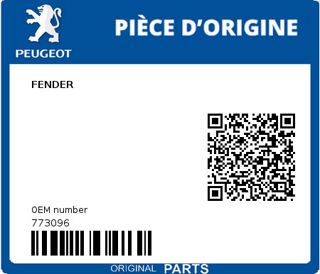 Product image: Peugeot - 773096 - FENDER  0
