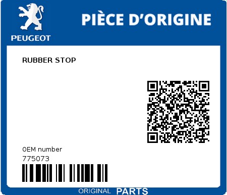 Product image: Peugeot - 775073 - RUBBER STOP 