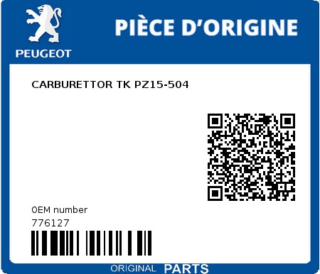 Product image: Peugeot - 776127 - CARBURETTOR TK PZ15-504  0