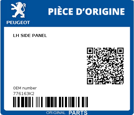 Product image: Peugeot - 776163K2 - LH SIDE PANEL  0
