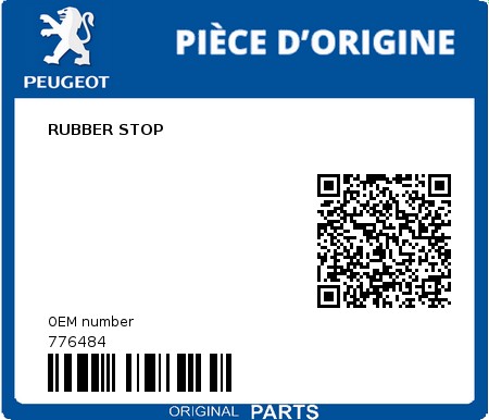 Product image: Peugeot - 776484 - RUBBER STOP 