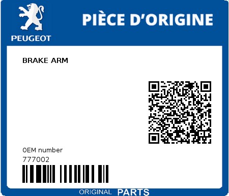Product image: Peugeot - 777002 - BRAKE ARM  0