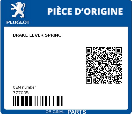 Product image: Peugeot - 777005 - BRAKE LEVER SPRING  0