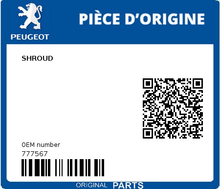 Product image: Peugeot - 777567 - SHROUD  0