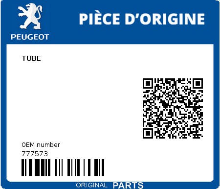 Product image: Peugeot - 777573 - TUBE  0