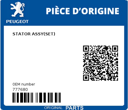 Product image: Peugeot - 777680 - STATOR ASSY(SET)  0
