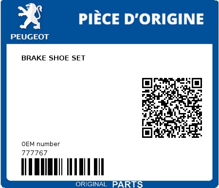 Product image: Peugeot - 777767 - BRAKE SHOE SET  0