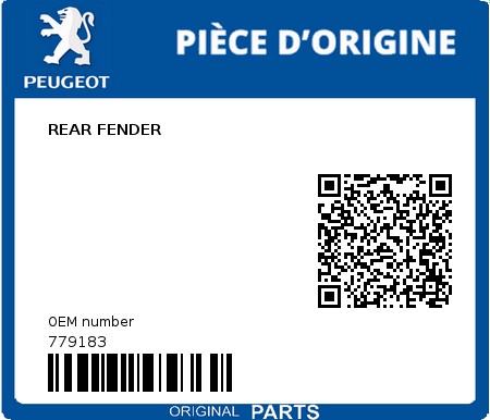 Product image: Peugeot - 779183 - REAR FENDER  0