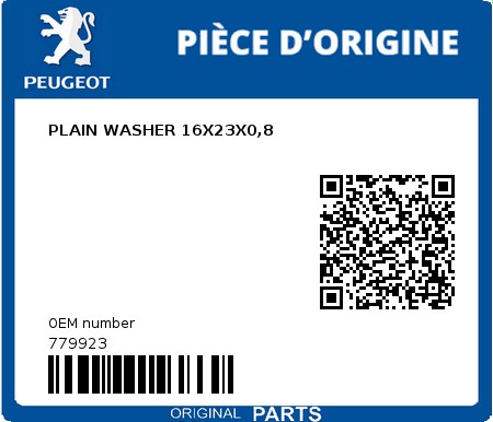 Product image: Peugeot - 779923 - PLAIN WASHER 16X23X0,8 