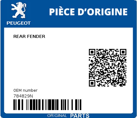 Product image: Peugeot - 784829N - REAR FENDER  0