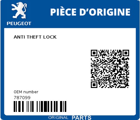 Product image: Peugeot - 787099 - ANTI THEFT LOCK  0