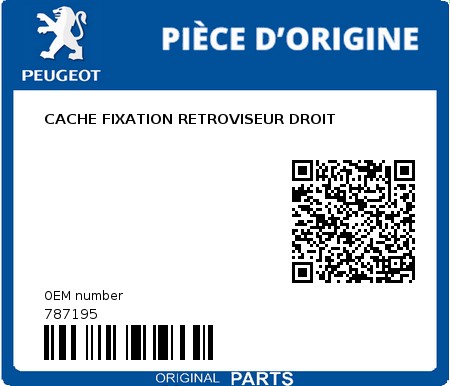Product image: Peugeot - 787195 - CACHE FIXATION RETROVISEUR DROIT  0