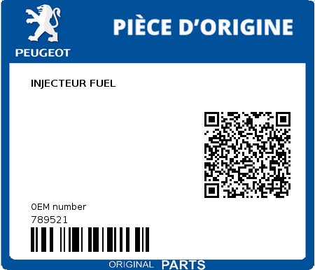 Product image: Peugeot - 789521 - INJECTEUR FUEL  0