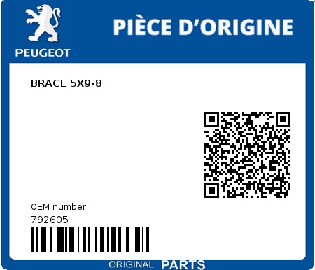 Product image: Peugeot - 792605 - BRACE 5X9-8  0